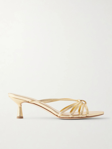  Aeyde   Abby Metallic Leather Mules   Gold 