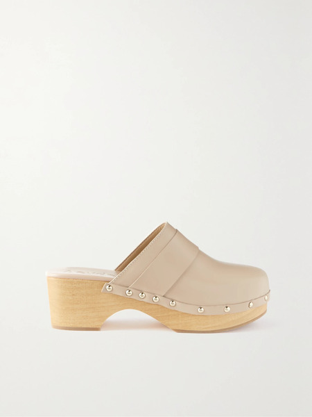  Aeyde   Bibi Studded Leather Clogs   Beige 