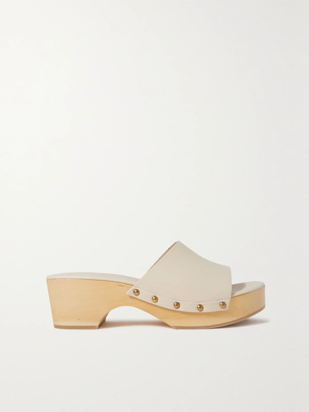  Aeyde   Bobbie Studded Leather Platform Clogs   Cream 