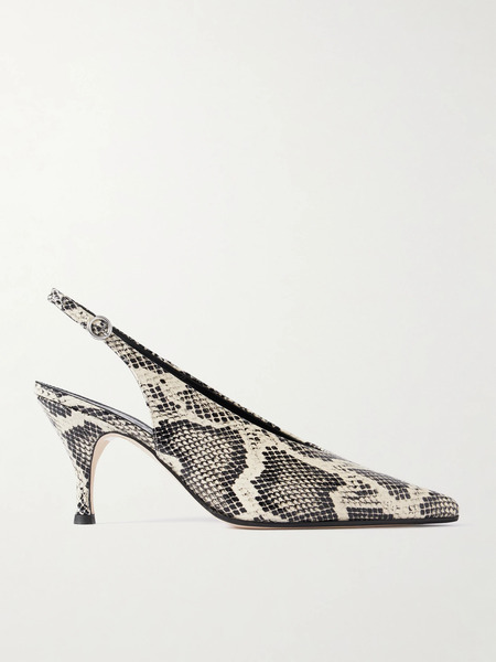  Aeyde   Carla Snake Effect Leather Slingback Pumps   Snake Print 