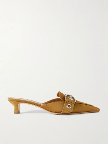  Aeyde   Danielle Buckled Grosgrain Mules   Camel 