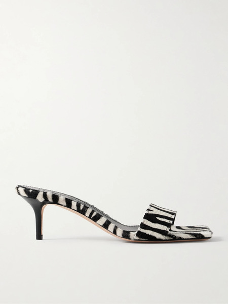  Aeyde   Ilvy Zebra Print Pony Hair Mules   Zebra Print 