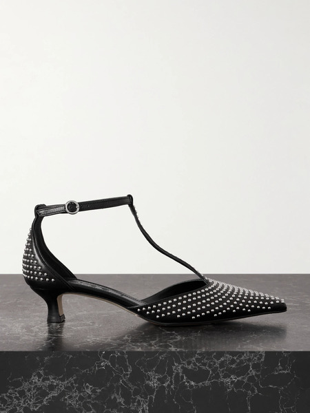  Aeyde   Liz Studded Leather Pumps   Black 