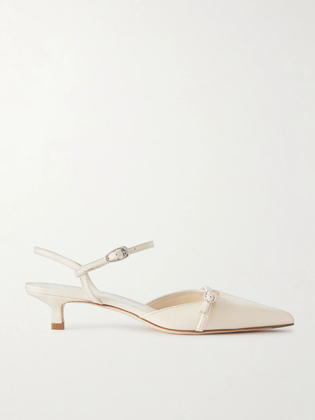  Aeyde   Melia Leather Point Toe Pumps   Cream 