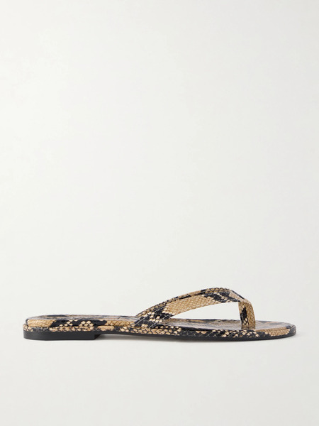  Aeyde   Melody Snake Effect Leather Flip Flops   Snake Print 