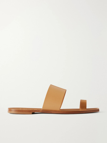  Aeyde   Sibel Leather Flat Sandals   Camel 