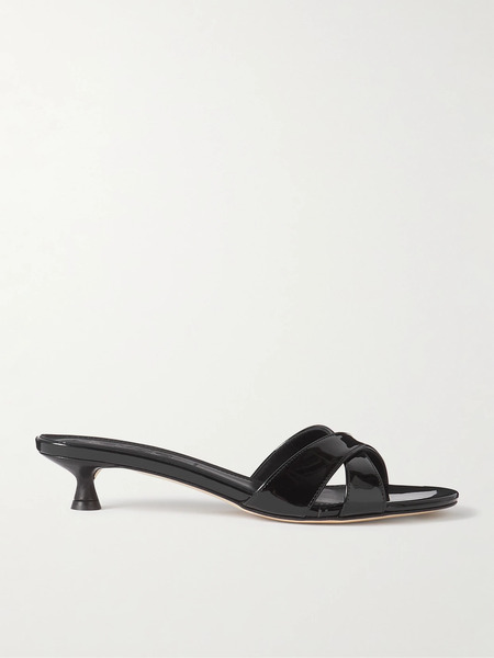 Aeyde   Stina Patent Leather Sandals   Black 