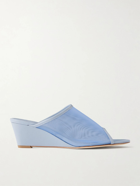 Aeyde   Suzanne Leather Trimmed Mesh Sandals   Light Blue 