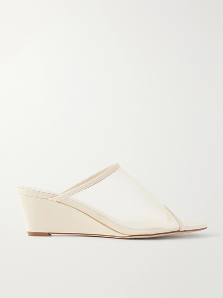  Aeyde   Suzanne Leather Trimmed Mesh Sandals   Off White 