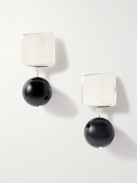  Agmes   Luca Recycled Sterling Silver Onyx Earrings   One Size 