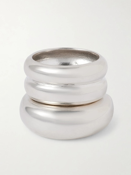  Agmes   Set Of Two Recycled Sterling Silver Rings   4 