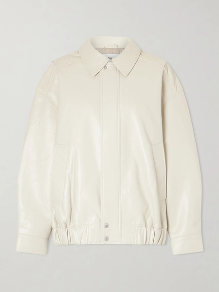  Agolde   Aston Recycled Leather Blend Bomber Jacket   Off White 