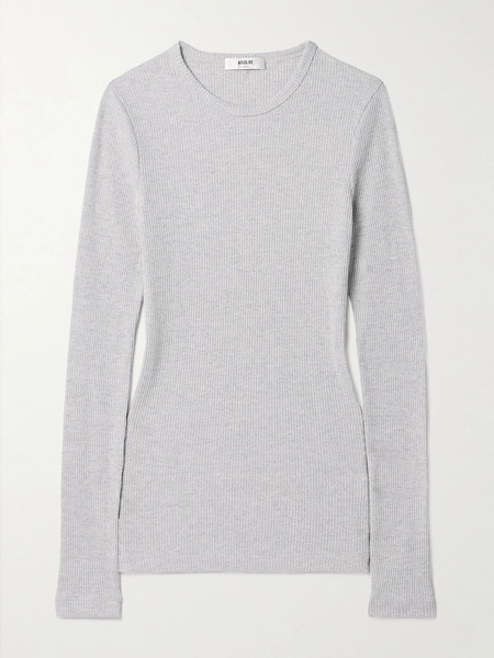  Agolde   Delphi Ribbed Jersey Top   Light Gray 