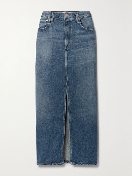  Agolde   Leif Denim Midi Skirt   Mid Denim 
