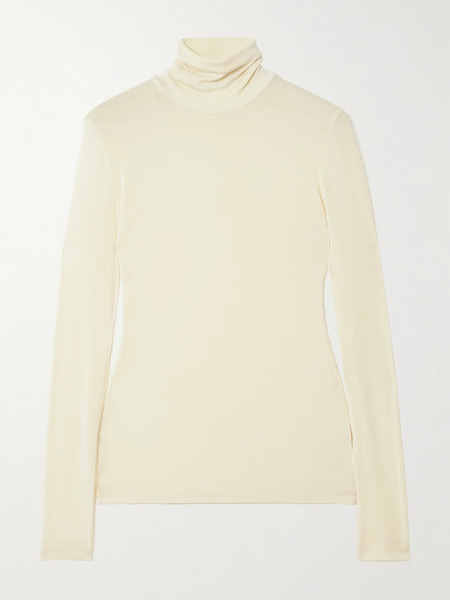  Agolde   Pascale Stretch Lyocell Turtleneck Top   Off White 