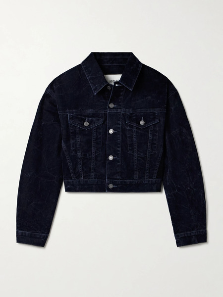  Agolde   Radley Cropped Cotton Blend Velvet Jacket   Navy 