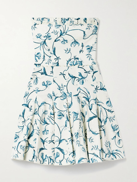  Agua By Agua Bendita   Caudal Gloriosa Strapless Embellished Floral Print Cotton Blend Mini Dress   Off White 
