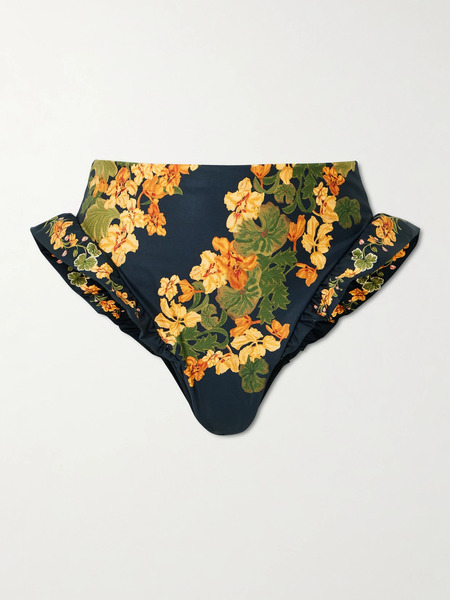  Agua By Agua Bendita   Jengibre Cordillera Ruffled Floral Print Stretch Recycled Bikini Briefs   Multi 