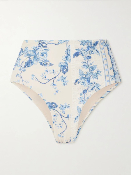  Agua By Agua Bendita   Magenta Bougainvillea Bead Embellished Floral Print Recycled Bikini Bottoms   Blue 