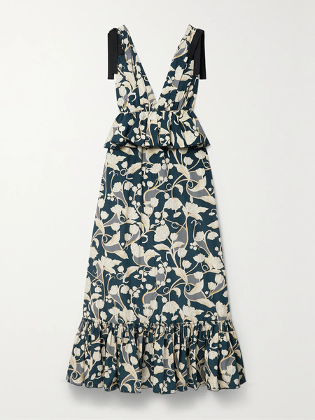  Agua By Agua Bendita   + Net Sustain Infinito Perla Tiered Ruffled Printed Cotton Poplin Maxi Dress   Multi 