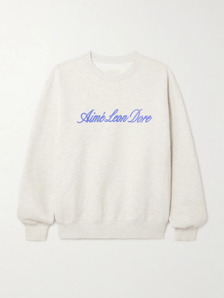  Aimé Leon Dore   Logo Print Cotton Jersey Sweatshirt   Off White 