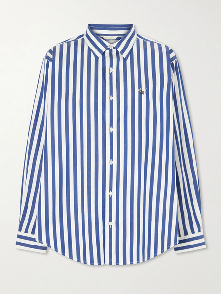  Aimé Leon Dore   Striped Cotton Poplin Shirt   Navy 