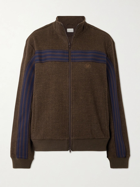  Aimé Leon Dore   Striped Herringbone Wool And Cotton Blend Track Jacket   Brown 