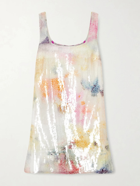  Aje   Dahlia Floral Print Sequined Mesh Mini Dress   Multi 