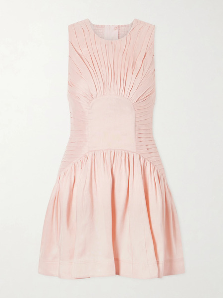  Aje   Medea Gathered Linen Blend Mini Dress   Pink 