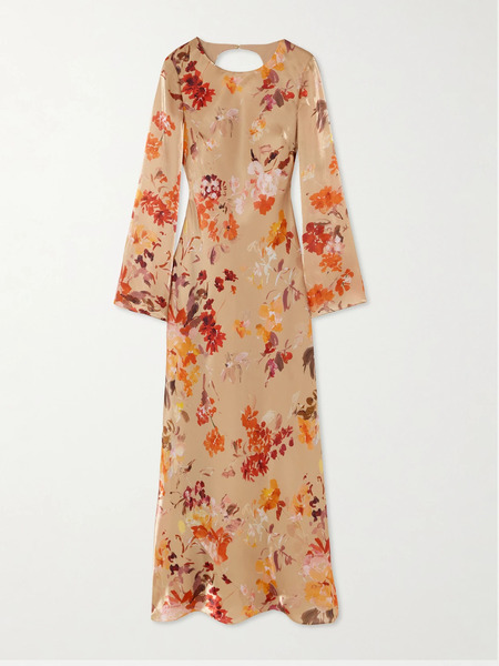  Aje   Transept Floral Print Satin Maxi Dress   Multi 