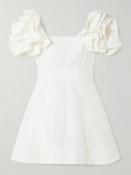  Aje   Twyla Ruffled Poplin Mini Dress   Ivory 