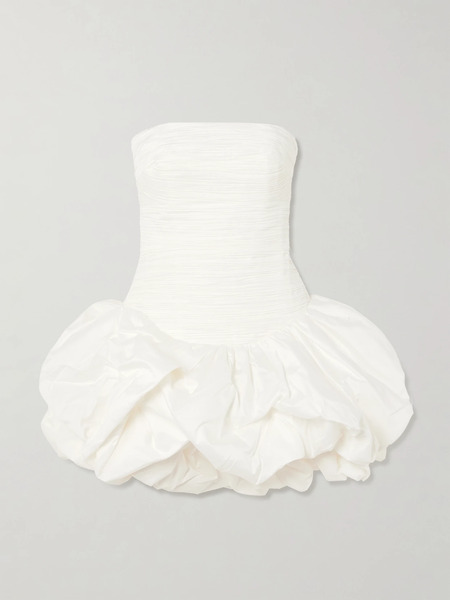  Aje   Violette Strapless Ruched Cotton Mini Dress   Ivory 