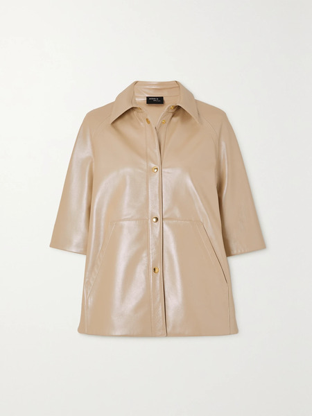  Akris   Gina Iridescent Leather Jacket   Neutral 