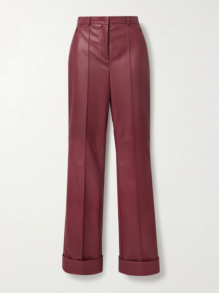  Akris   Leather Straight Leg Pants   Burgundy 