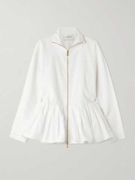  Alaïa   Cotton Peplum Jacket   White 