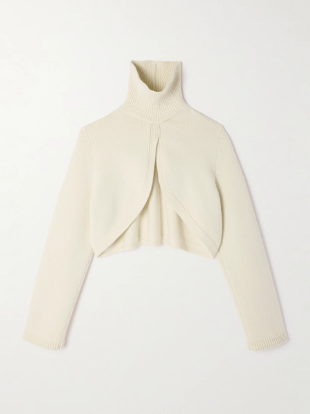  Alaïa   Cropped Cashmere Blend Turtleneck Sweater   Ivory 