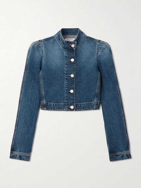  Alaïa   Cropped Denim Jacket   Light Denim 