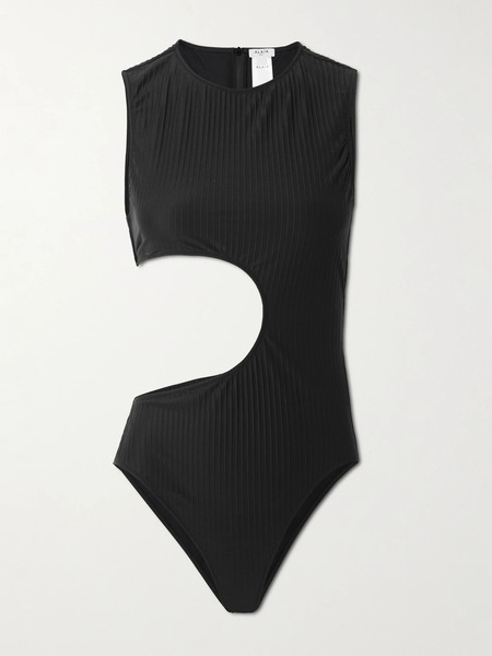  Alaïa   Cutout Ribbed Swimsuit   Black 