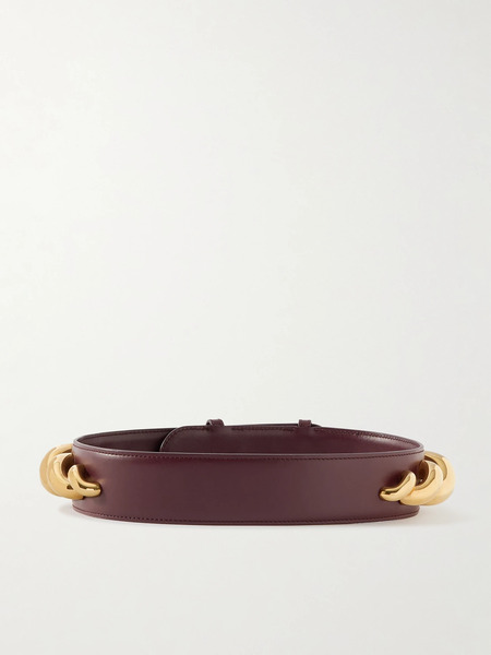  Alaïa   Embellished Leather Waist Belt   Burgundy 