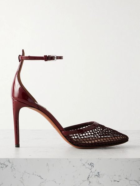  Alaïa   90 Fishnet And Patent Leather Pumps   Burgundy 