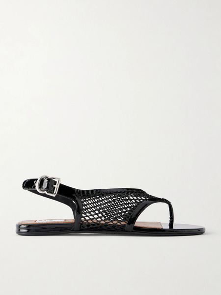  Alaïa   Fishnet Flat Sandals   Black 
