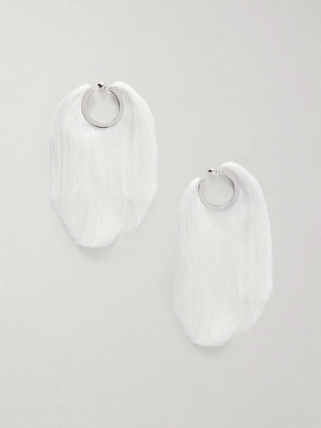  Alaïa   Fringed Silver Tone Earrings   Cream 