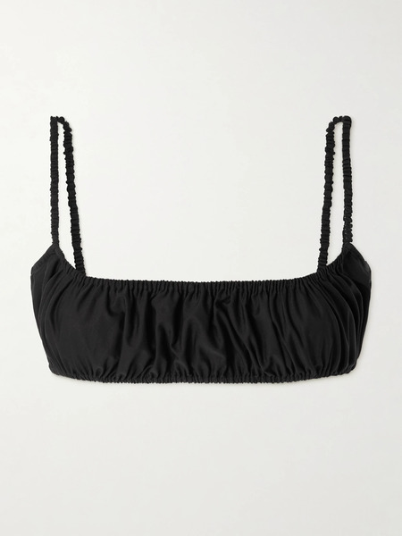  Alaïa   Gathered Cotton Poplin Bralette   Black 