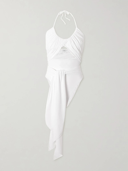  Alaïa   Halterneck Draped Swimsuit   White 