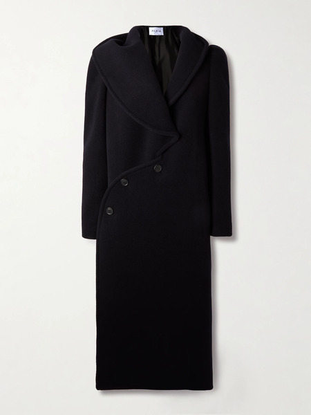  Alaïa   Hooded Wool Coat   Navy 