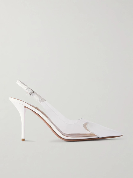  Alaïa   Le Caur Leather And Pvc Slingback Pumps   White 