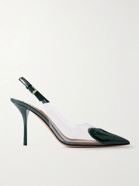  Alaïa   Le Caur Patent Leather And Pvc Slingback Pumps   Dark Green 
