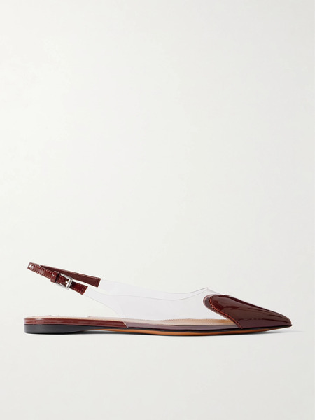  Alaïa   Le Caur Pu And Patent Leather Slingback Point Toe Flats   Burgundy 