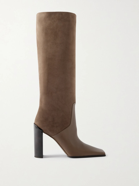  Alaïa   Leather And Nubuck Knee Boots   Taupe 