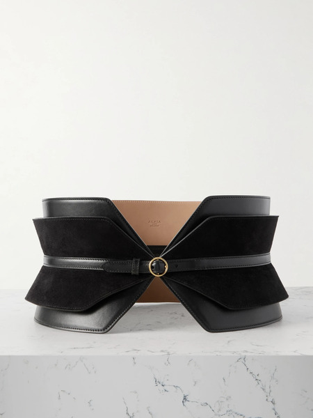  Alaïa   Leather And Suede Waist Belt   Black 